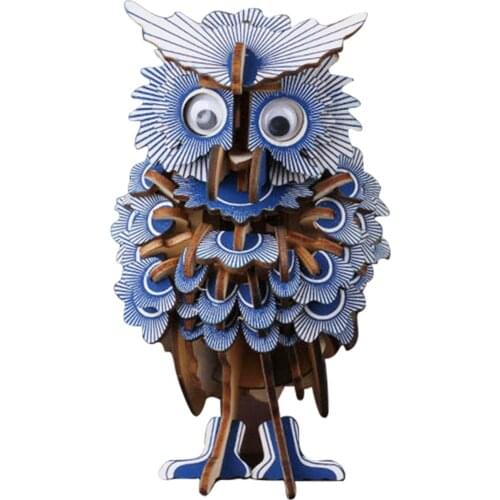 3D Wooden Owl Puzzle Jigsaw Woodcraft Kids Kit Toy Model DIY Construction Animal Puzzle Game Assembly Gift For Children