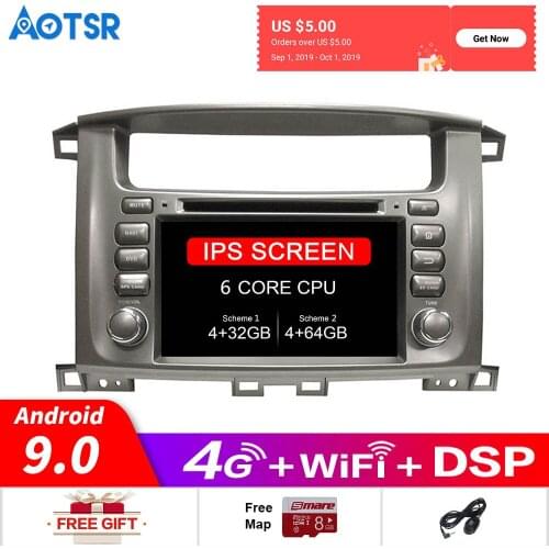 Android 9.0 Car GPS Navigation Car DVD Player For TOYOTA Land Cruiser 100 LC100 2003-2008 Multimedia Player Radio Head Unit dsp