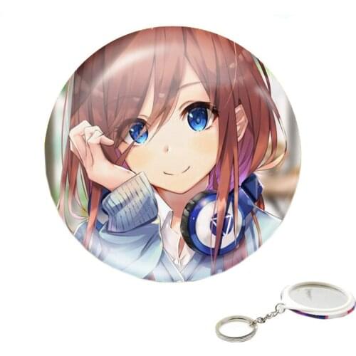 Anime The Quintessential Quintuplets Nakano Miku Cartoon Keychain with Makeup Mirror Cute Keyring Lanyard