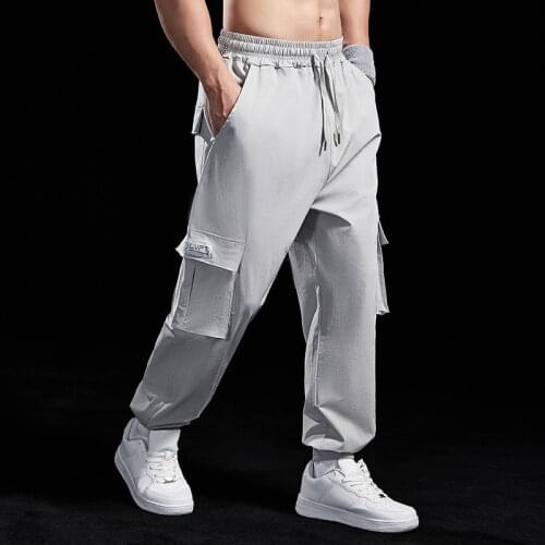 Mens Leisure Cargo Pants Elastic Multi-pocket Joggers Sweatpants Autumn Track Pants Men Gym Fitness Workout Trousers Sportswear