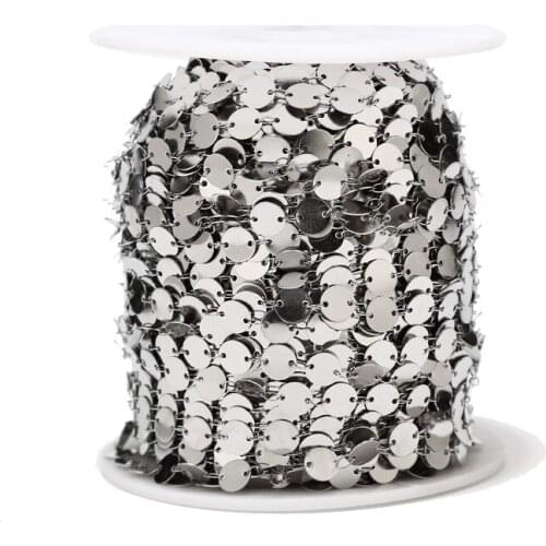 2Meters 8mm width Round Disc Soldered Handmade Chains Stainless Steel Link Chain Findings For DIY Jewelry Necklace Bracelet