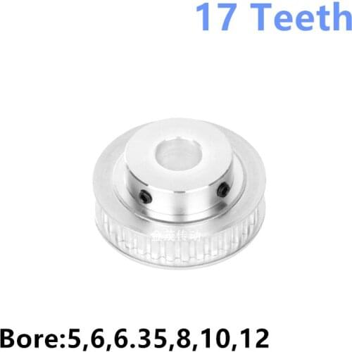 3D Printer Parts Timing Pulley 17 Teeth Aluminum Bore 5/6/6.35/8/10/12mm Synchronous Wheels Gear Wide 11mm
