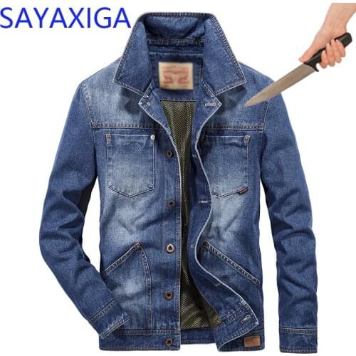 Self Defense Tactical Anti Cut Knife Cut Resistant Denim Jacket Anti Stab Proof Cutfree Stabfree Military Security Jeans Coat