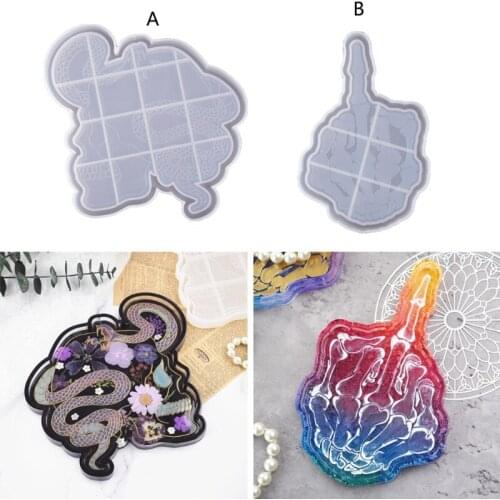 DIY Skull Head Shape Tray Mold for Resin Skull Hand Snake Head Silicone Tray Mold Resin Serving Board Molds Craft Tools