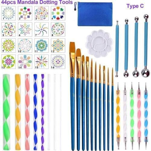 41 Piece Mandala Dotting Tools DIY Painting Stencils Ball Palette Paint Brushes Multifunction Embossing Dot Kit for Canvas Rock