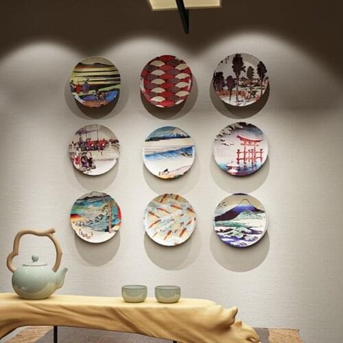 Japanese style hanging ceramic decorative plate Japanese and Korean style restaurant home soft decoration ornaments