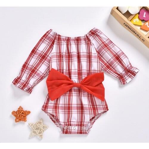 Girls plaid bow long sleeve clothing climb clothes