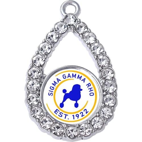 Personality rhinestone metal SIGMA GAMMA RHO sorority poodle charm charm pendant