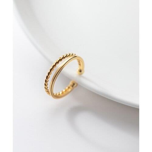 MloveAcc 925 Sterling Silver Minimalist Double Twist Glossy Adjustable Ring for Women Men Punk Chic Party Rock Jewelry Accessory