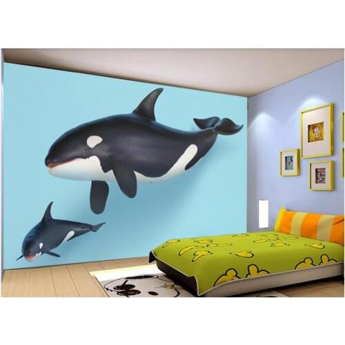 Custom mural 3d wall mural on the wall Cartoon ocean whale animal childrens room home decor photo wallpaper in the living room