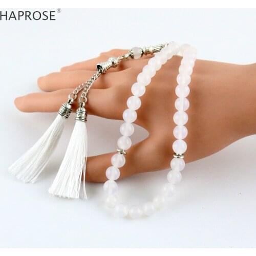 Natural Agate Stone Handcrafted Islamic Prayer Beads Muslim Tasbih Allah Mohammed Rosary For Women