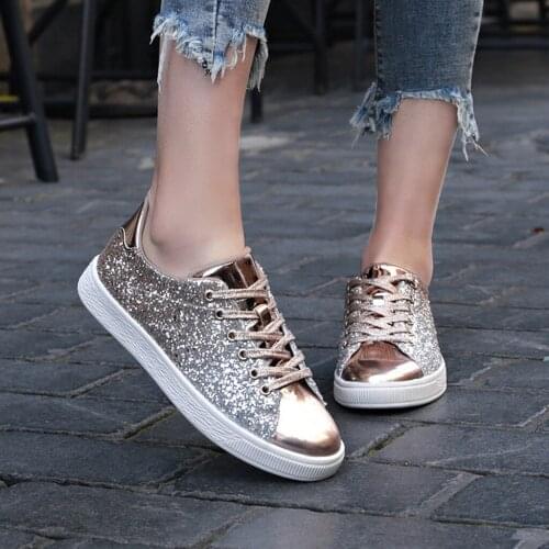 New womens sports shoes winter fashion sequined solid color sports shoes trendy versatile comfortable casual shoes