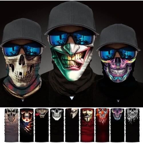 NEW 3D Skull Faces Scarf Outdoor Multi-use Men Magic Changeable Neck Tube Snood Bandana Warmer Unisex Scarves