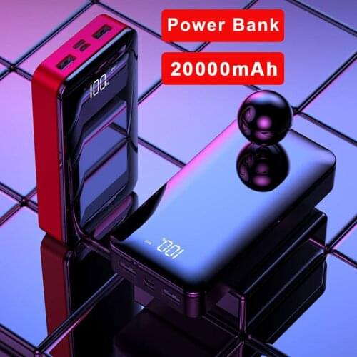 Power Bank 20000mah External Battery PoverBank 2 USB LED Powerbank Type-c Portable Mobile phone Charger for Xiaomi note /3/3S