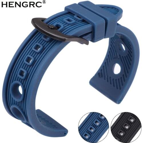 Rubber Silicone Watch Band Strap Black Blue Soft Sports Diving Watchbands Bracelet Silver Black Buckle Watches Accessories