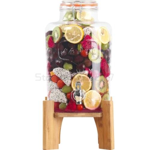 Juice tank glass jar with tap transparent glass wine bottle fruit drink barrel non-lead sparkling alcohol bottles 1pc