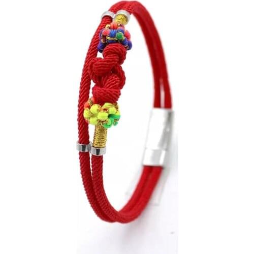 Handmade Buddhist lucky Rope Bracelet mens loyalty Tibetan Buddhist knot 316 clasp magnetic clasp BRACELET WOMEN