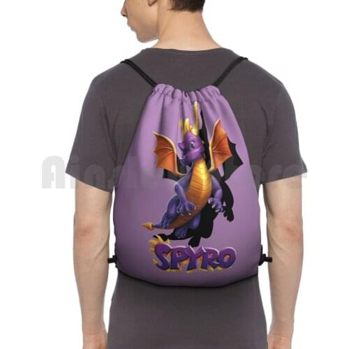 Spyro Backpack Drawstring Bag Riding Climbing Gym Bag Spyro Dragon Spyro Stance Hd Cartoon Games Gaming Dragon Original