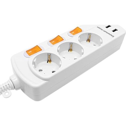 Power Strip EU Outlets EU Plug Wall 2 USB Charger Port for Smartphones 1.8/3M Adapter Dock Extension Cord socket ce