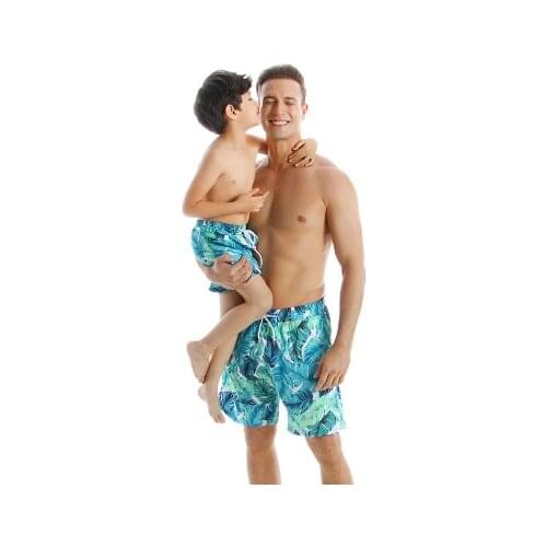 Dad And Son Swim Shorts Summer Printed Beachwear Swimwear Parent-child Swimsuit Family Matching Swimming Trunks
