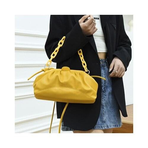 Folds PU Leather Bags for Women 2021 Fashion Chain Portable Underarm Bag Crossbody Shoulder Hand Bag Lady handbags and purse sac