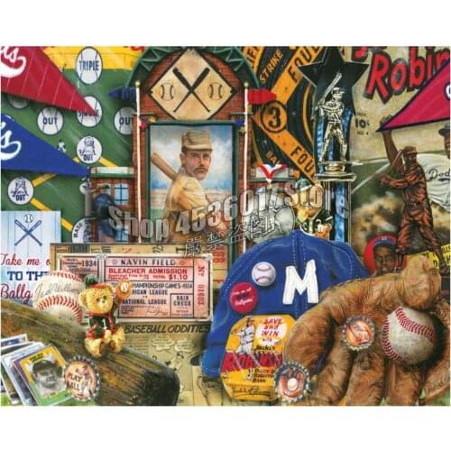 Sports 5D DIY Diamond painting Vintage Baseball Full Diamond embroidery Cross Stitch square Rhinestone Mosaic home decor