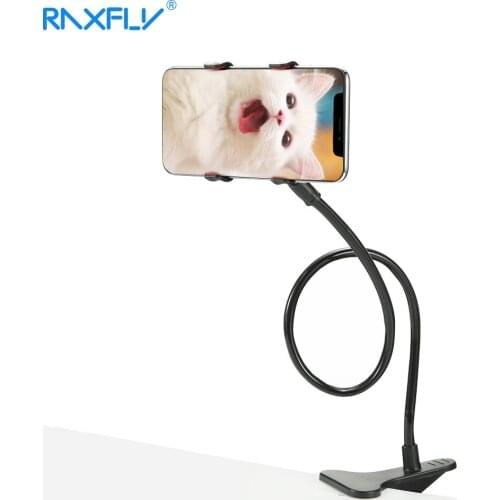 RAXFLY Universal Lazy Phone Holder Desk Stand 360 Clip Mobile Phone Holder Bed Desktop Bracket Anti-Slip Base Gooseneck Stand