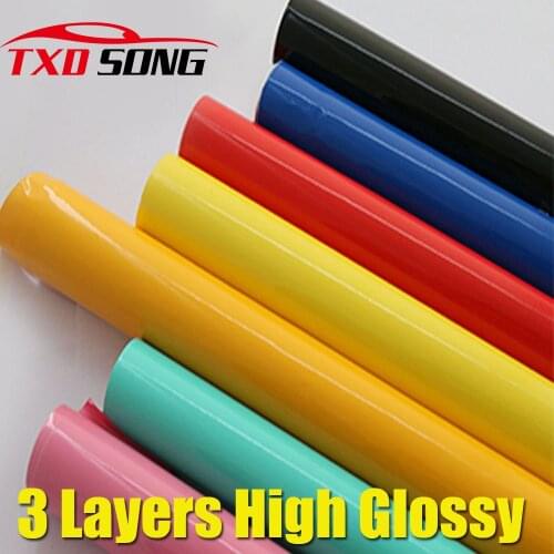 High Glossy 3 Layers Vinyl Sticker High glossy car wrap film with air free bubbles With Size:10/20/30/40/50/60x152CM PER ROLL