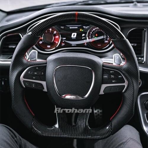 High Quality Carbon Fiber Car Steering Wheel Led Shift Lights Lcd Display Fit For Dodge Charger Durango Srt 2015 2016 2017-2020