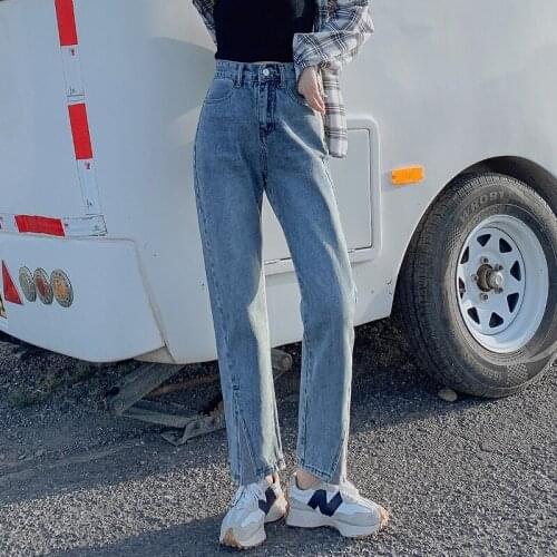 Shnsophi Mom Jeans Boyfriend Woman Autumn Winter High Waist Loose Casual Straight Denim Pantalones Vaqueros Mujer