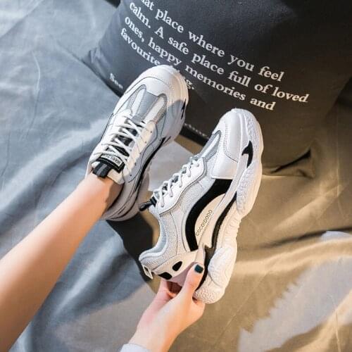 2020 Women Fashion Mesh Lace-up Sneakers Vulcanized Shoes Ladies Casual Shoes Breathable Walking Mesh Flats New U21-12