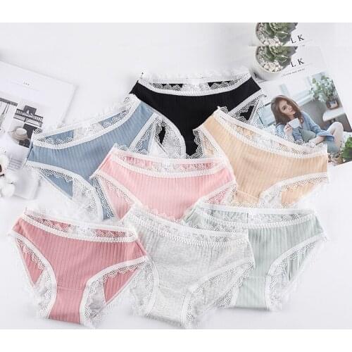 Women Underwear Sexy Lace Panties Leak Proof Menstrual Panties Physiological Pants Comfort Cotton Solid Color Briefs Dropship