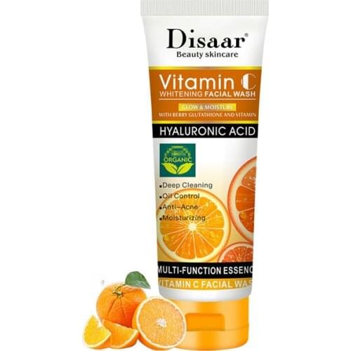 100ml Vitamin C Whitening Facial Wash Moisturizing Brighten Hydrating Shrink Pores Whitening Deep Cleaning Anti-Aging Face Care