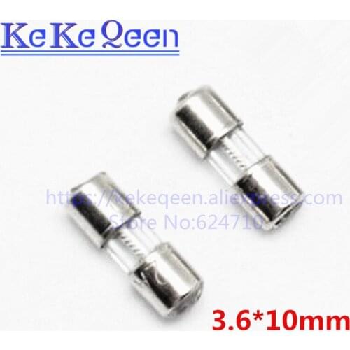 200pcs 3.6*10mm 3.6x10 250V F1A F2A F5A fast glass fuse without lead wire 3.6*10 glass slow fuse T1A T2A T5A New Free shipping