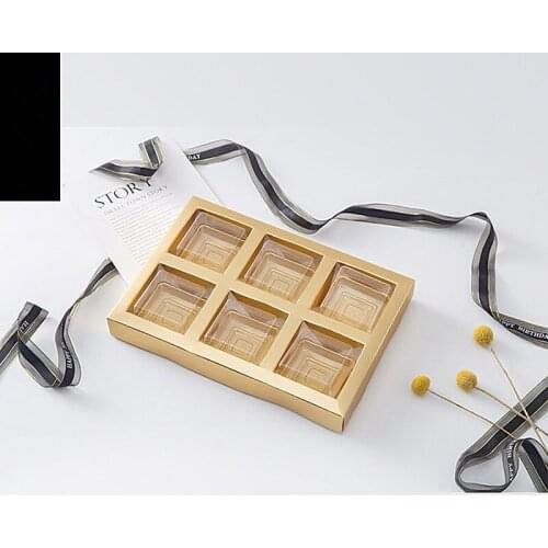 4/6 Cavity Cake Boxes with Clear Window Transparent Plastic Gift Boxes Mooncake Egg Puff Packaging for Wedding Birthday Party