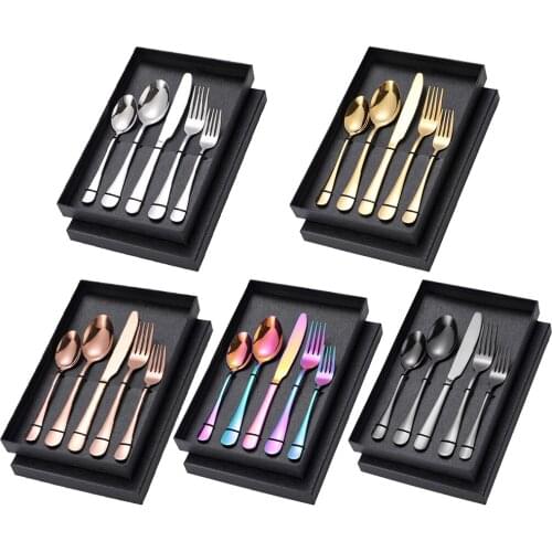 5 Reusable Stainless Steel Flatware Steak Knife Fork Spoon Tableware Camping Backpacking Cutlery Service Dinnerware Utensils Set