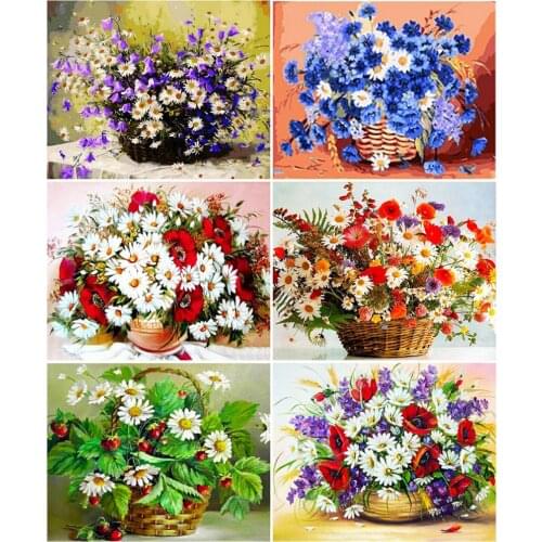 AZQSD Painting By Number Flower Handpainted Unique Gift Coloring By Numbers Daisy Kits Acrylic Room Decoration