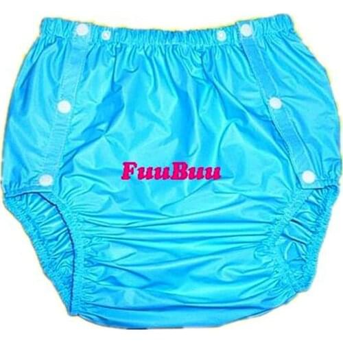 Free shipping FUUBUU2203-Blue-L-1PCS adult diapers non disposable diaper plastic diaper pants pvc shorts