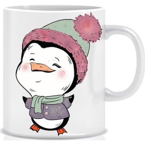 Custog Porcelain Mug Fun Design For Coffee Funny Gifts for Women and Men 12oz Penguin