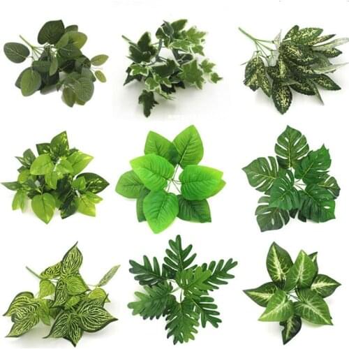 Artificial Plants Plastic Grass Artificial Turtle Leaves Wall Green Plant Accessories Wedding Decoration Potted Fake Flowers