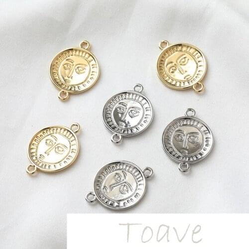 14K gold-coated color-preserving double hanging face copper-plated real gold diy earrings hand-made material accessories