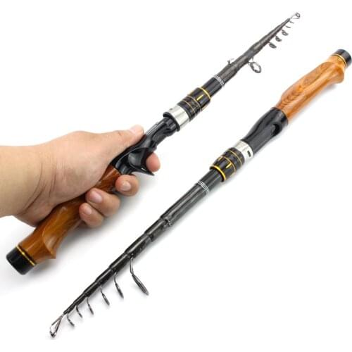 2.1m 2.4m 2.7m Carbon Spinning Casting Rod Travel lure Trout telescopic fishing rod Lure Weight 5-20g carp wooden handle pole