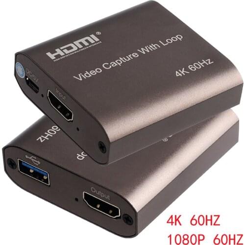 4K 60Hz HDMI to USB Video Capture Card TV Loop 1080P Game Recording Plate Live Streaming Box USB 2.0 3.0 Grabber for PS4 Camera