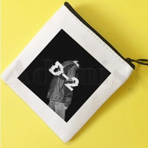 Korean Version of KPOP Agust D D-2 Harajuku Cartoon Coin Purse Female Mini Canvas Art Cute Key Case Coin Purse Student Wallet