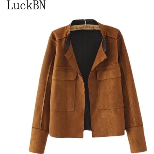 LuckBN Women's Suede Jackets