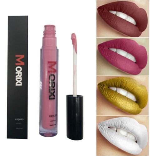 New metallic lip gloss waterproof long lasting batom matte nude lipstick liquid lip tint 12 colors gold brown lip tattoo MOR015