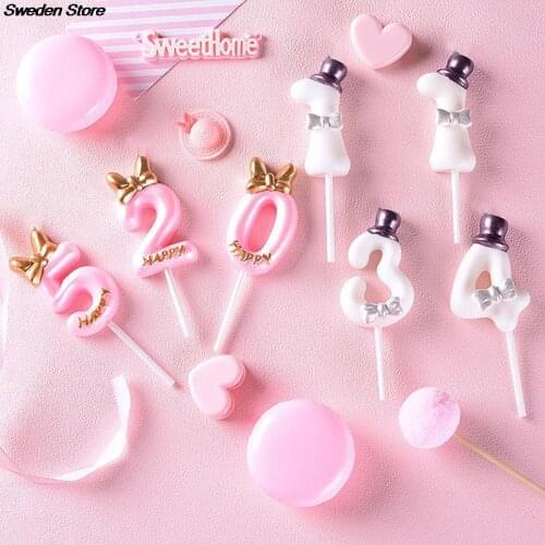 Number Birthday Candles 1 2 3 4 5 6 7 8 9 0 Gold Sliver Kids Birthday Candles for Cake Party Supplies Decoration Cake Candles 1X