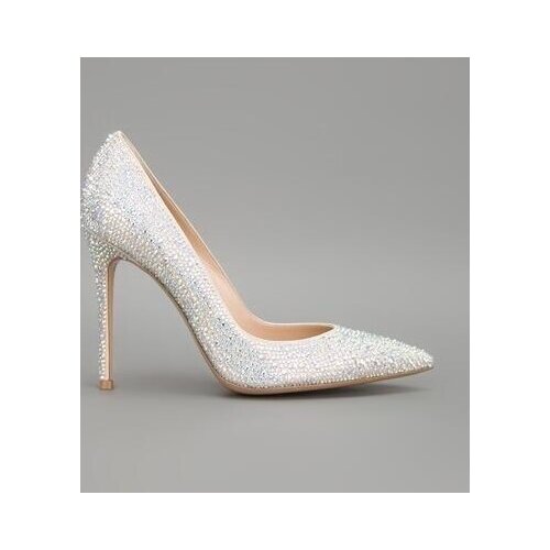 Elegant Bling Bling Crystal High Heel Pumps Pointed Toe Luxury Rhinestone Bride Dress shoes woman High Quality Fall Winter Pumps