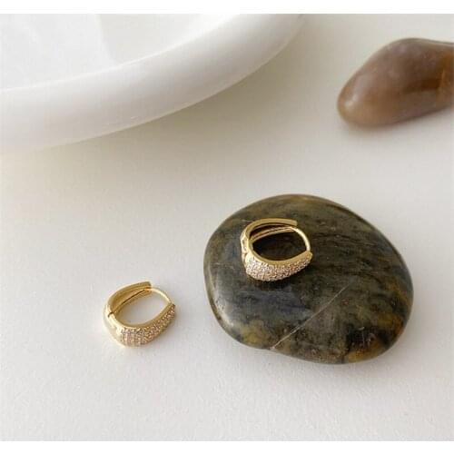 Vintage Rhinestone Gold Color Hoop Earrings For Women Fashion Chunky Hoops Huggie Earring Korean Jewelry