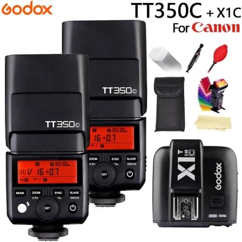 GODOX TT350C Flash Pocket lights GN36 2.4G Wireless HSS 1/8000s TTL Speedlite Flash + X1T-C Transmitter For Canon Cameras